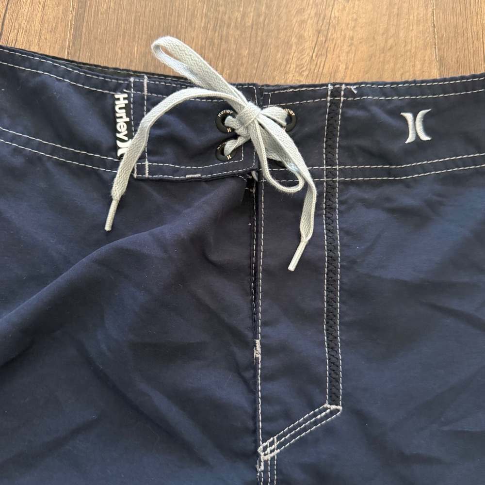 Hurley Board Shorts Mens 33 Navy Blue Contrast Stitch Cargo Pocket Surf Beach - Picture 5 of 12